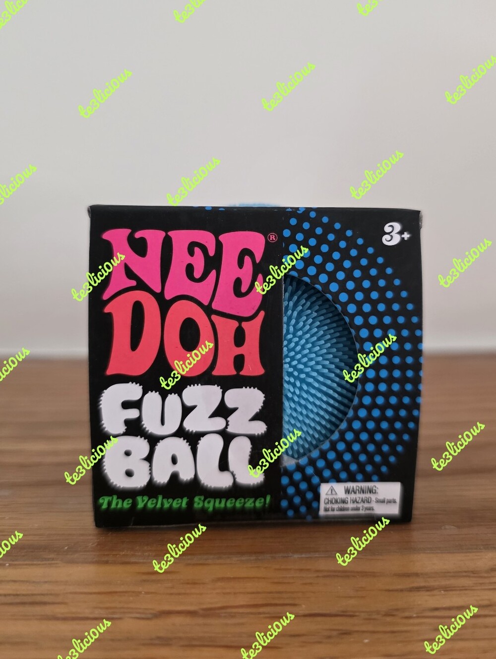 NEE DOH FUZZ BALL THE VELVET SQUEEZE BLUE SQUISH STRESS RELIEVE BALL